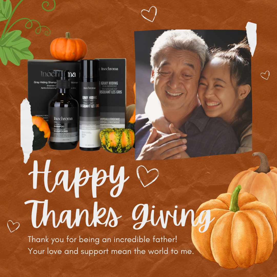 Thanksgiving-themed promotional graphic with Tooclean products and a couple embracing, on an orange background.