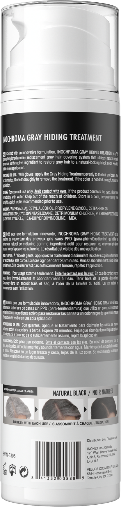 Gray Hiding Treatment & Cleansing Shampoo Set | 5-Pack Bundle | Inochroma