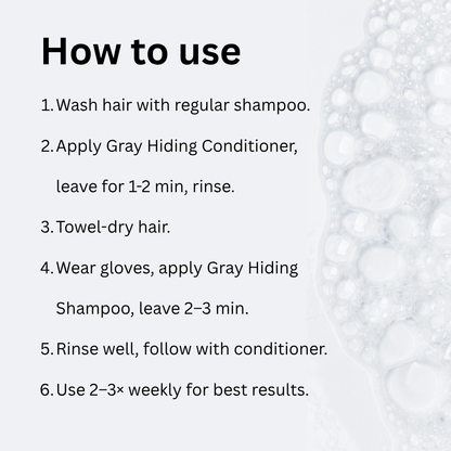 Instructions for using a hair care product with a white background and text.