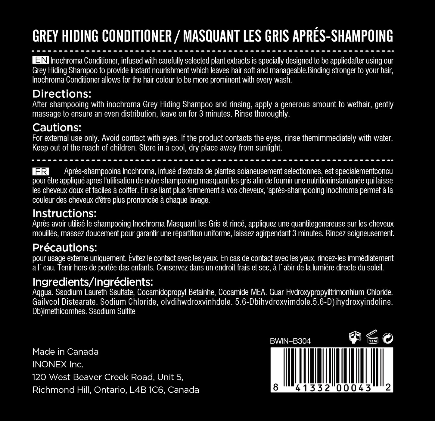Inochroma Gray Hiding Shampoo & Conditioner Set