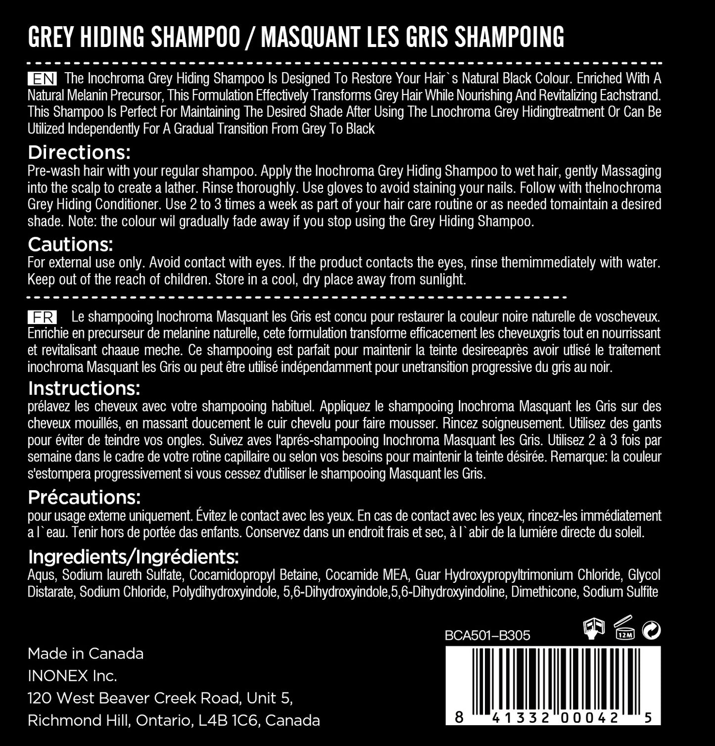Inochroma Gray Hiding Shampoo & Conditioner Set